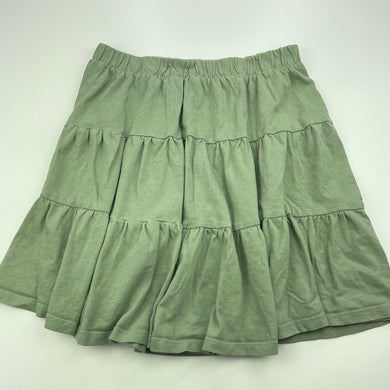 Girls Target, green cotton skirt, elasticated, L: 39cm, EUC, size 16,  