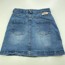 Load image into Gallery viewer, Girls Target, blue stretch denim skirt, adjustable, L: 31cm, GUC, size 7,  