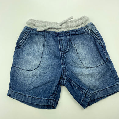 Boys Target, blue denim shorts, elasticated, GUC, size 0,  