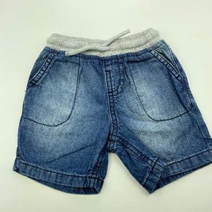 Boys Target, blue denim shorts, elasticated, GUC, size 0,  