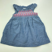Load image into Gallery viewer, Girls Anko, chambray cotton casual dress, GUC, size 0, L: 38cm