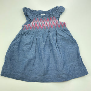Girls Anko, chambray cotton casual dress, GUC, size 0, L: 38cm