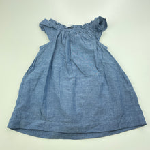 Load image into Gallery viewer, Girls Anko, chambray cotton casual dress, GUC, size 0, L: 38cm