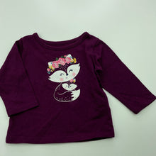 Load image into Gallery viewer, Girls Garanimals, purple long sleeve t-shirt / top, fox, GUC, size 000,  
