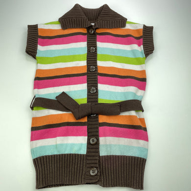 Girls Gymboree, knitted cotton longline sleeveless cardigan, L: 53cm, FUC, size 7-8,  
