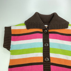 Girls Gymboree, knitted cotton longline sleeveless cardigan, L: 53cm, FUC, size 7-8,  