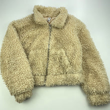 Load image into Gallery viewer, Girls KID, beige faux fur zip up jacket, GUC, size 8,  