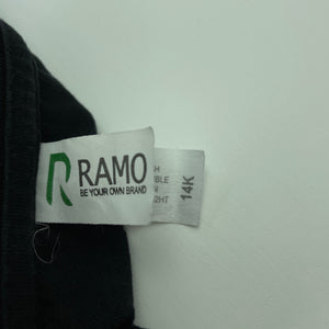 Boys Ramo, black cotton t-shirt / top, GUC, size 14,  