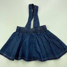 Load image into Gallery viewer, Girls 123, Minnie Mouse lightweight denim suspender skirt, elasticated, GUC, size 0,  