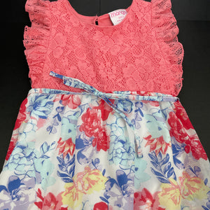 Girls Mango, lined floral party dress, FUC, size 4, L: 57cm