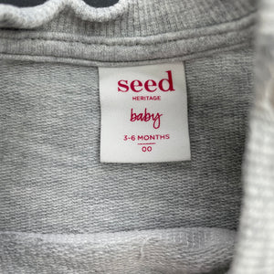 Girls Seed, grey cotton sweater / jumper, marks on front, FUC, size 00,  