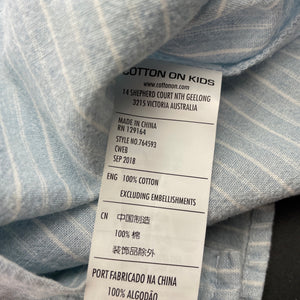 Boys Cotton On, blue & white stripe cotton short sleeve shirt, EUC, size 4,  