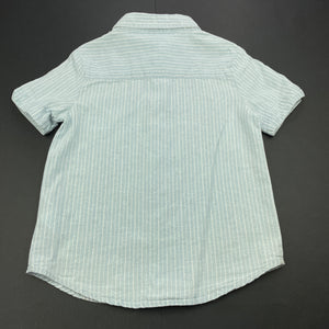 Boys Cotton On, blue & white stripe cotton short sleeve shirt, EUC, size 4,  