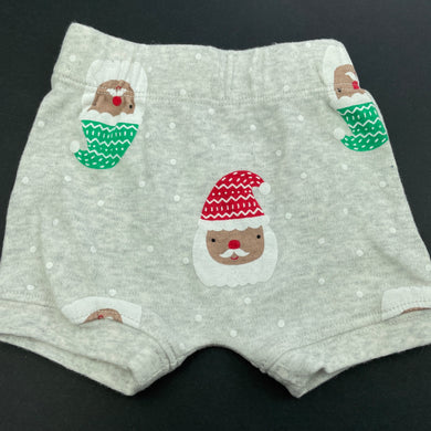 unisex Kids & Co, grey cotton Christmas shorts, elasticated, EUC, size 000,  