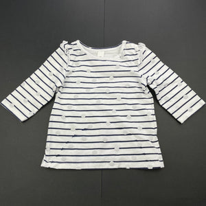 Girls Dymples, navy striped stretchy long sleeve top, GUC, size 000,  