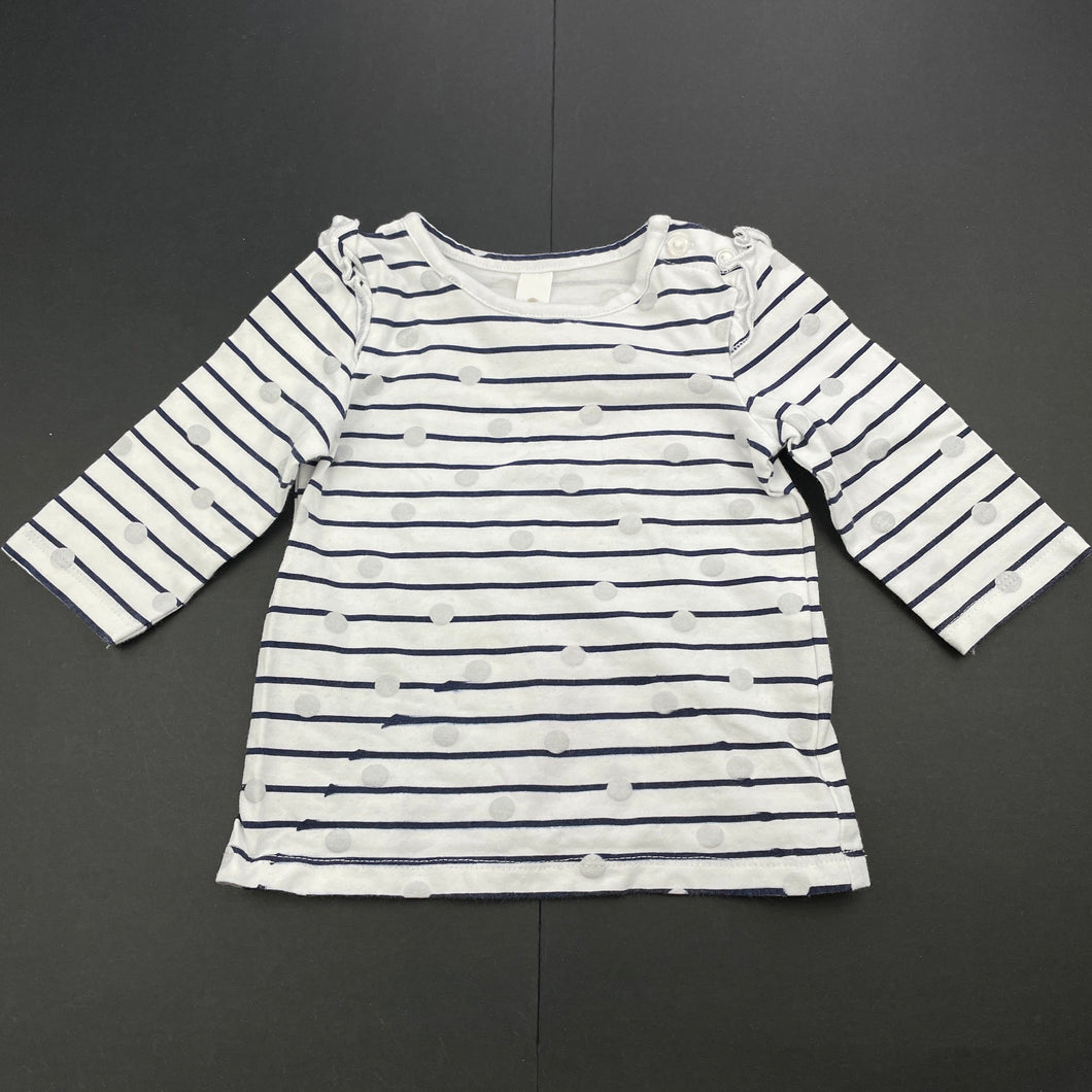 Girls Dymples, navy striped stretchy long sleeve top, GUC, size 000,  