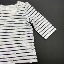Load image into Gallery viewer, Girls Dymples, navy striped stretchy long sleeve top, GUC, size 000,  