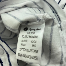 Load image into Gallery viewer, Girls Dymples, navy striped stretchy long sleeve top, GUC, size 000,  