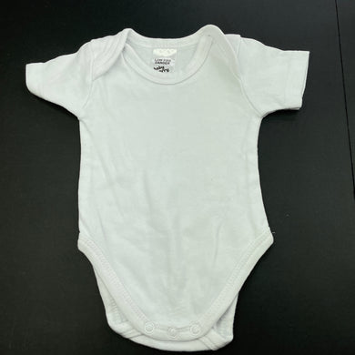 unisex Baby Berry, white cotton bodysuit / romper, GUC, size 000,  