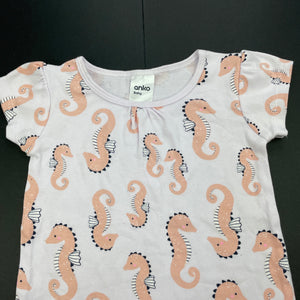 Girls Anko, cotton romper, seahorses, GUC, size 00,  