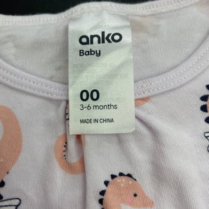 Girls Anko, cotton romper, seahorses, GUC, size 00,  