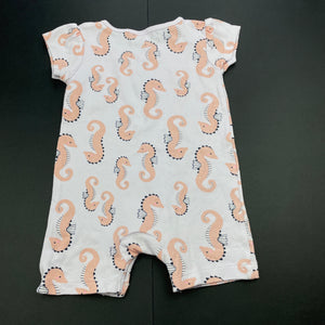 Girls Anko, cotton romper, seahorses, GUC, size 00,  