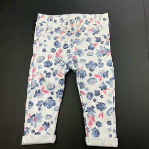 Girls Primark, stretchy floral pants / bottoms, elasticated, EUC, size 00,  