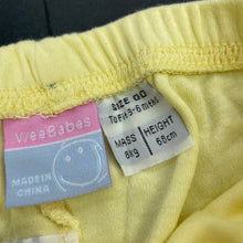 Load image into Gallery viewer, unisex Wee Babes, yellow cotton footed leggings / bottoms, GUC, size 00,  