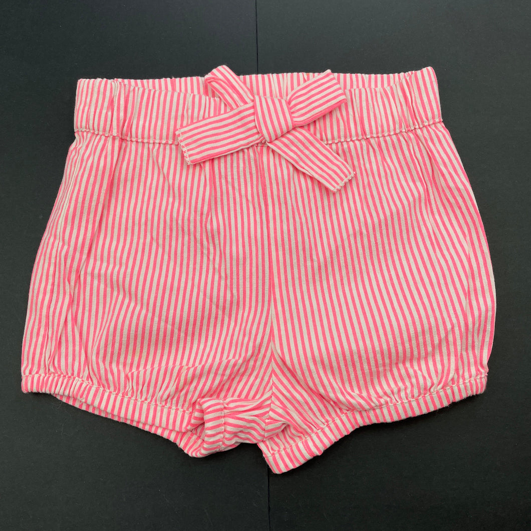 Girls Baby Berry, lightweight pink stripe shorts, elasticated, FUC, size 1,  