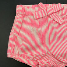 Load image into Gallery viewer, Girls Baby Berry, lightweight pink stripe shorts, elasticated, FUC, size 1,  