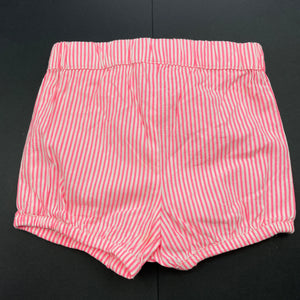 Girls Baby Berry, lightweight pink stripe shorts, elasticated, FUC, size 1,  