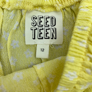 Girls Seed, yellow lightweight floral summer top, GUC, size 12,  