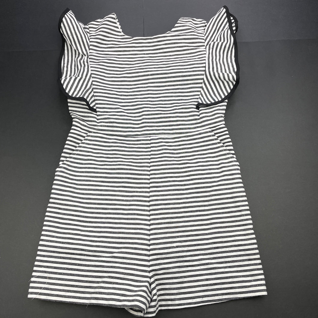 Girls Bardot Junior, grey & white stripe playsuit, GUC, size 10,  