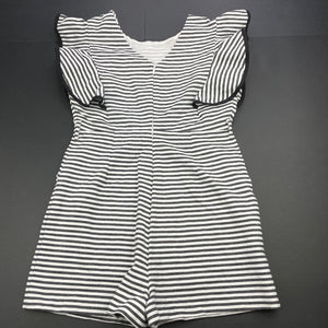 Girls Bardot Junior, grey & white stripe playsuit, GUC, size 10,  