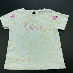 Girls Anko, yellow spot cotton t-shirt / top, FUC, size 00,  