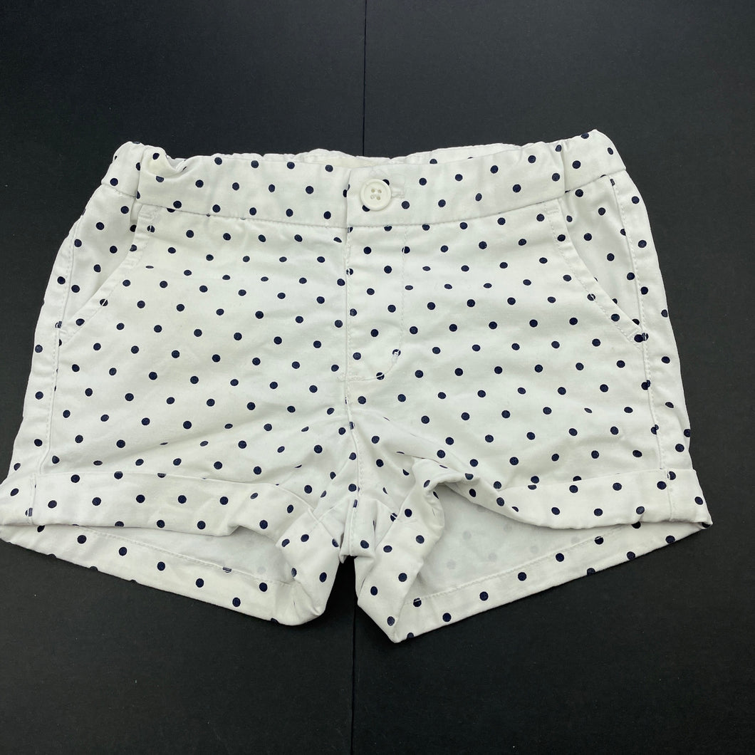 Girls Cotton On, navy spot stretch cotton shorts, adjustable, FUC, size 2,  