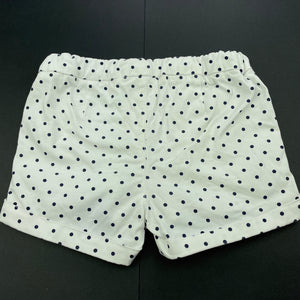 Girls Cotton On, navy spot stretch cotton shorts, adjustable, FUC, size 2,  