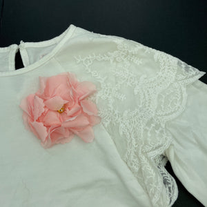 Girls Designer Kidz, long sleeve top, lace detail, FUC, size 7,  