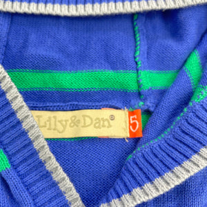 Boys Lily & Dan, knitted cotton lightweight hooded sweater, EUC, size 5,  