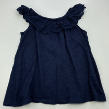 Load image into Gallery viewer, Girls Target, navy cotton top, broderie trim, GUC, size 5,  