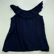 Load image into Gallery viewer, Girls Target, navy cotton top, broderie trim, GUC, size 5,  