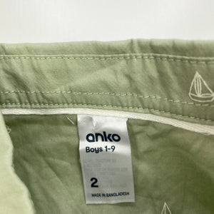 Boys Anko, sage cotton short sleeve shirt, EUC, size 2,  