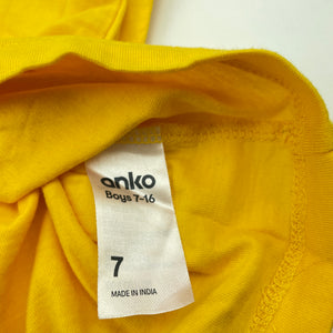 Boys Anko, yellow cotton  t-shirt / top, GUC, size 7,  