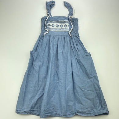Girls Cotton On, chambray cotton casual summer dress, GUC, size 6, L: 65cm