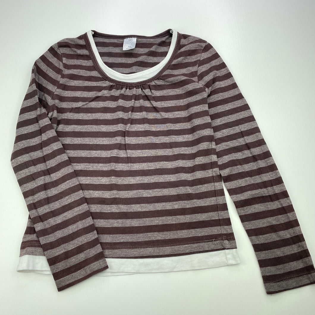 Girls Target, brown stripe long sleeve top, FUC, size 10,  