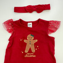 Load image into Gallery viewer, Girls Anko, red Christmas bodysuit / romper plus headband, EUC, size 1,  