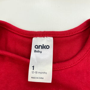 Girls Anko, red Christmas bodysuit / romper plus headband, EUC, size 1,  