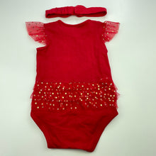 Load image into Gallery viewer, Girls Anko, red Christmas bodysuit / romper plus headband, EUC, size 1,  