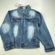 Load image into Gallery viewer, Boys BABAHLU, distressed denim jacket, poppers, NEW, size 4,  