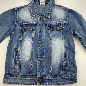 Boys BABAHLU, distressed denim jacket, poppers, NEW, size 4,  